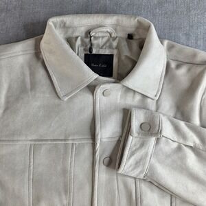 Porter & Ash Bomber Jacket Mens Medium Tan New Faux Suede Snap Front Minimalist